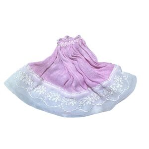 Vintage 1970s Barbie Pink and White Lace Prairie Midi A Line Skirt